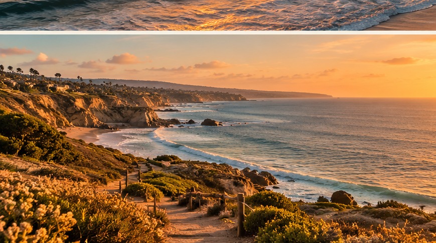California coastal cliffs at golden hour